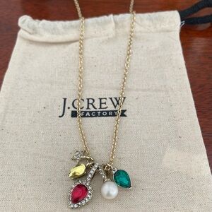 J. Crew Factory Gold Necklace with Multicolor Charms